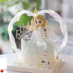 新款爱莎冰雪奇缘生日蛋糕装饰摆件女孩公主烘焙插件儿童艾莎城堡