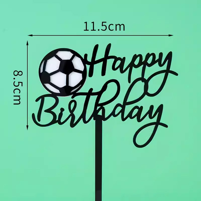足球亚克力生日快乐插牌世界杯主题生日蛋糕装饰摆件男孩烘焙配件