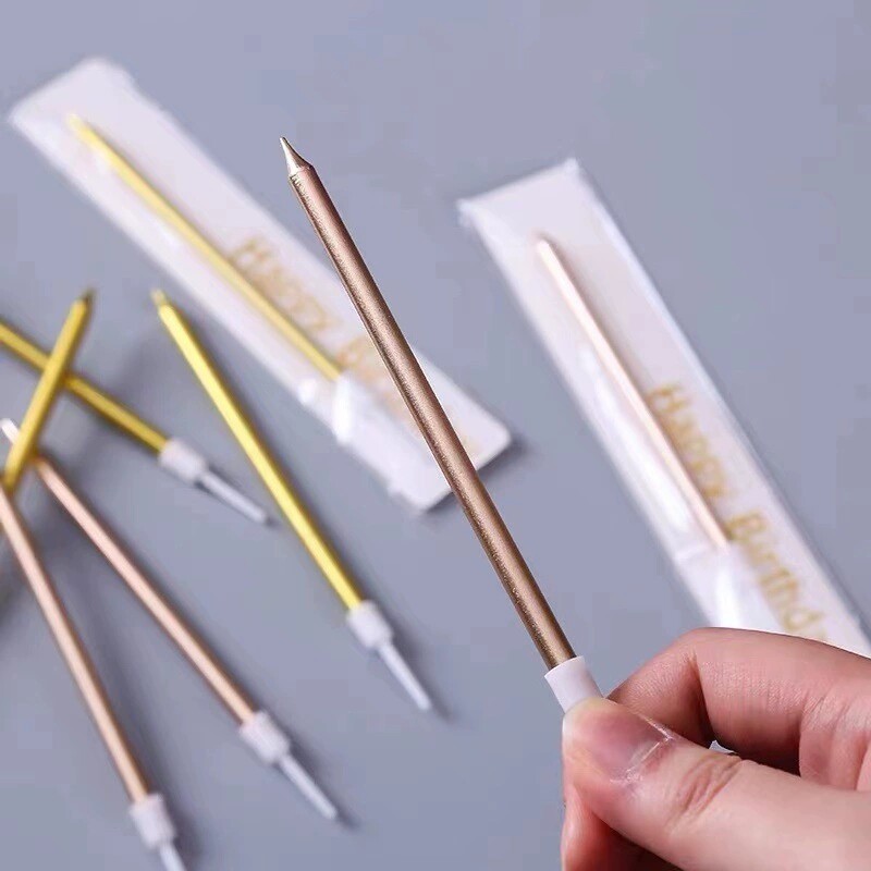 单只铅笔独立包装生日蜡烛笔直香槟色直立网红派对用品创意镀金