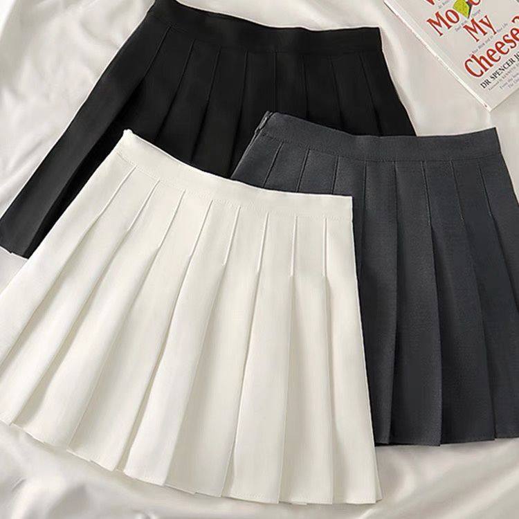 黑色jk高腰短裙女夏季2024新款小个子a字半身裙学生显瘦百褶裙学