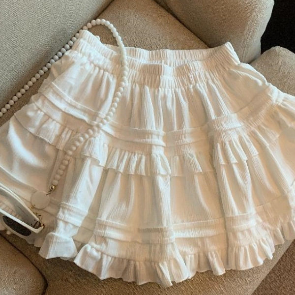 超好看白色丝绒蓬蓬蛋糕裙女秋冬季2025新款短裙a字百搭半身裙子