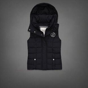 AF正品短款修身显瘦藏青色连帽拉链冬款马甲小背心特价现货SM码