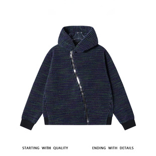 休闲彩色竖纹斜拉链连帽卫衣百搭时尚 痞帅男装 秋冬新款 SDSA男士