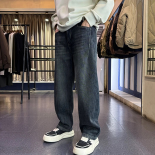 【加绒加厚弯刀牛仔裤】冬季立裁百搭直筒水洗牛仔裤24C4
