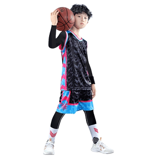 儿童篮球训练服秋冬男童冬天服装蓝球运动衣服四件套男孩内搭橙色