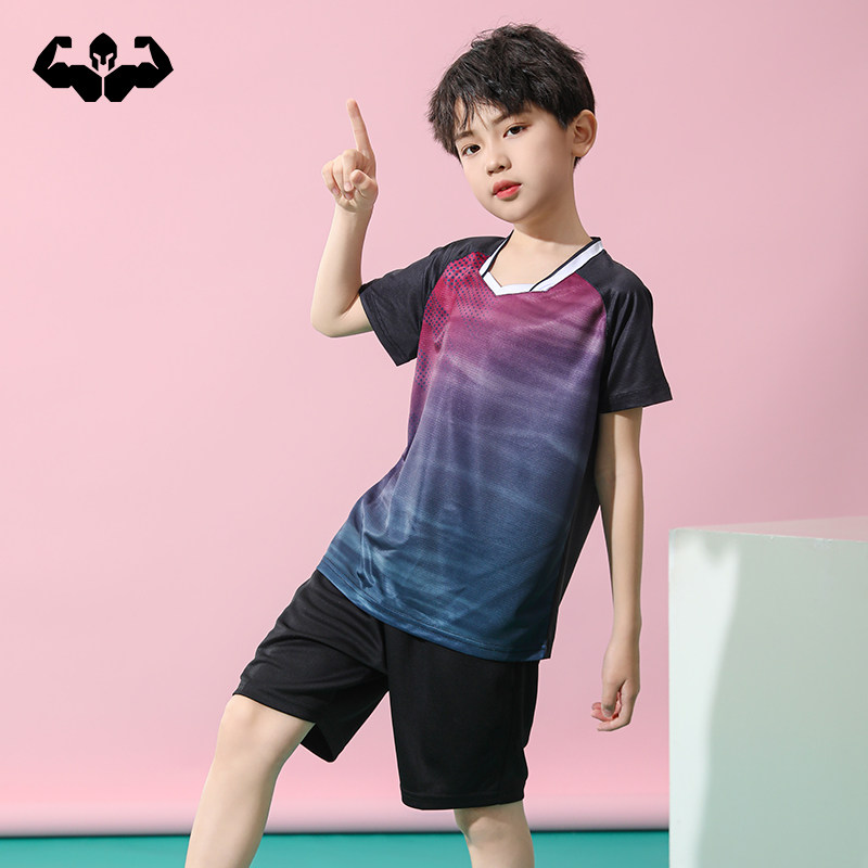 儿童羽毛球短袖男童乒乓球男女网球训练女童比赛运动套装队服定制