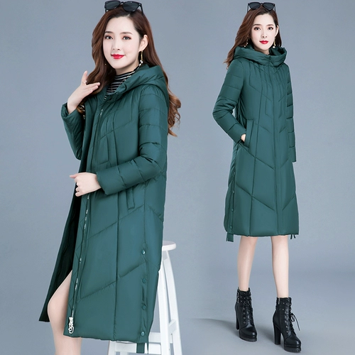 Длинный пуховик, зимняя модная приталенная толстовка с капюшоном для матери, куртка, средней длины, 2020 года, в западном стиле