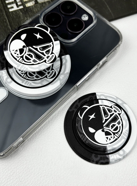 潮牌彩绘Magsafe磁吸气囊手机支架酷熊磁力折叠气垫支架可定制
