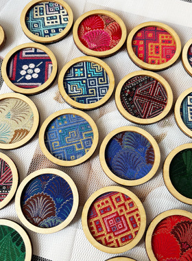 非遗壮锦宋锦织锦木质冰箱贴贵州云南湘西特色旅游文创纪念品