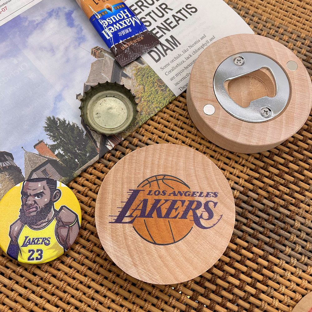 创意彩绘实木冰箱贴磁吸开瓶器可乐启瓶器彩绘可diy来图定制