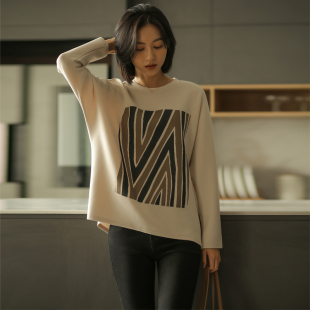 蝙蝠袖 无谓长袖 女装 新款 设计感文艺范上衣 宽松印花T恤女2026春季