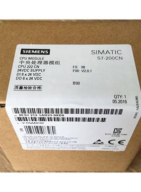 6ES7212-1AB23-0XB8西门子S7-200CN CPU222DC/DC/DC8输入/6输出