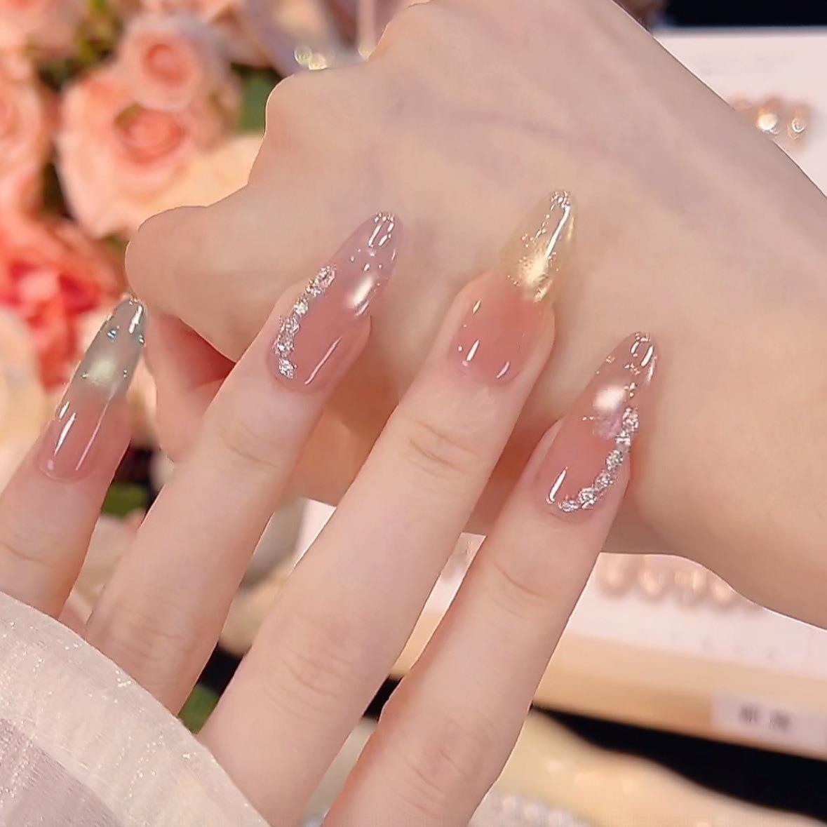 【彩宝】纯手工高定猫眼手工穿戴甲气质美甲百搭仙女款