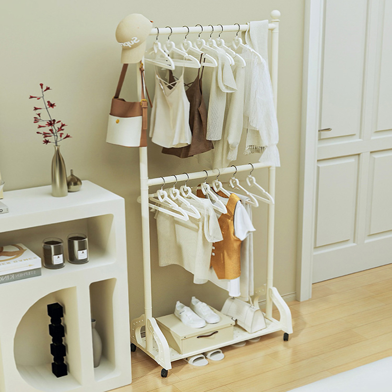 双层晾挂衣架落地卧室内家用移动简易儿童衣架调节不占空间晒衣架