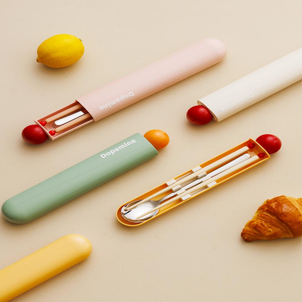 一人食筷子勺子两件套装 上班族学生304不锈钢便当便携餐具收纳盒