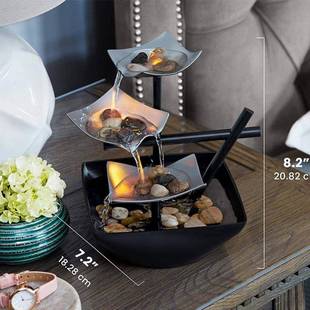 程序员桌面流水摆件高山治愈心情办公室茶台清新装饰开业送礼招财