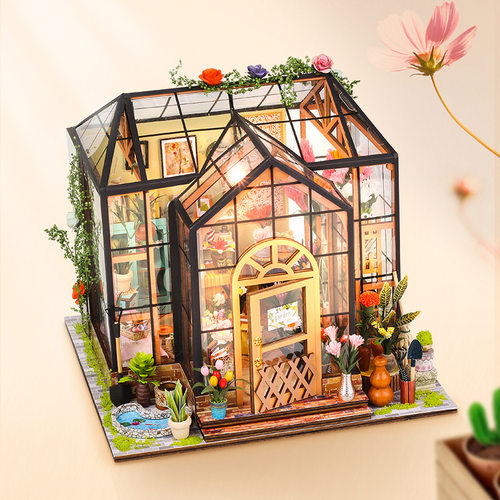 .创意diy珍妮花房3d立体手工拼装建筑模型桌面摆件玩具礼物送女友