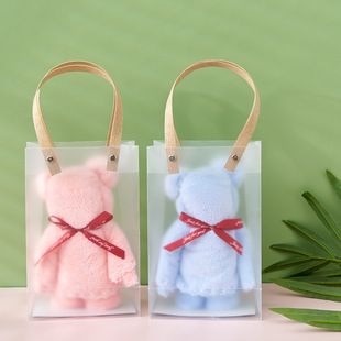 珊瑚绒小熊毛巾伴手礼毛巾熊随手礼手提袋单独装高阳毛巾一件起批