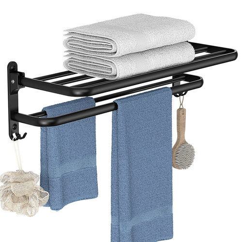 .太空铝浴室毛巾架Bathroom towel rack 免打孔浴巾置物架收纳