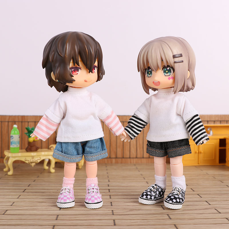 哈乐动漫ob11娃衣条纹长袖上衣12分素体可穿bjd娃娃衣服现货