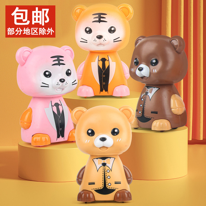 儿童按压回力惯性小老虎熊卡通企鹅宝宝公仔澄海玩具小礼物