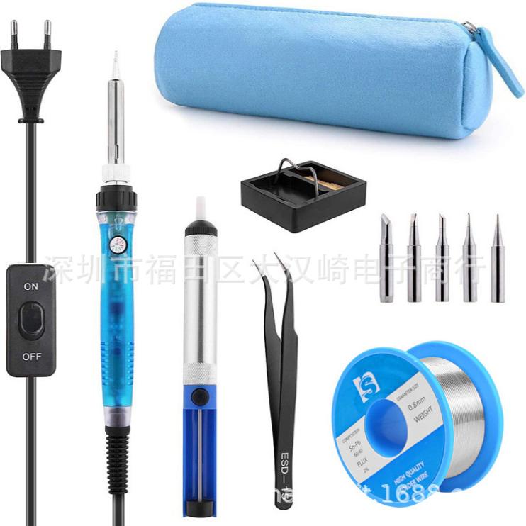 .爆款电烙铁套装 60W电烙铁恒温可调电络铁工具包电热笔11件