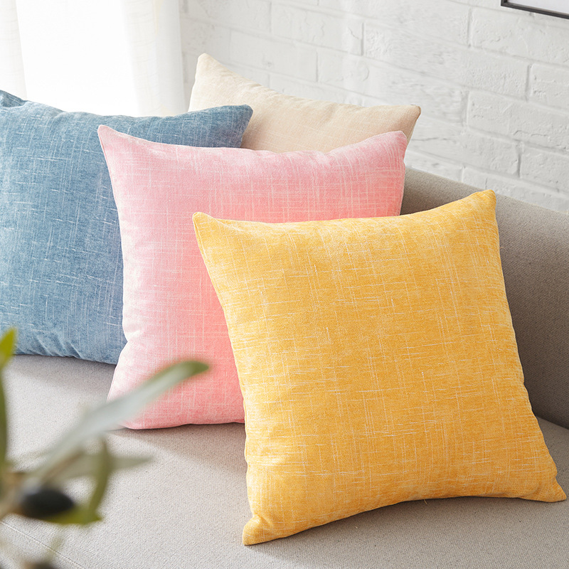 雪尼尔沙发抱枕靠枕腰枕午睡枕两用亚马逊含芯床头办公室条纹