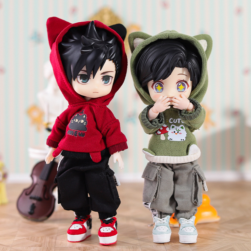 ob11娃衣小动物卫衣字母工装裤套装12分素体可穿BJD娃娃可