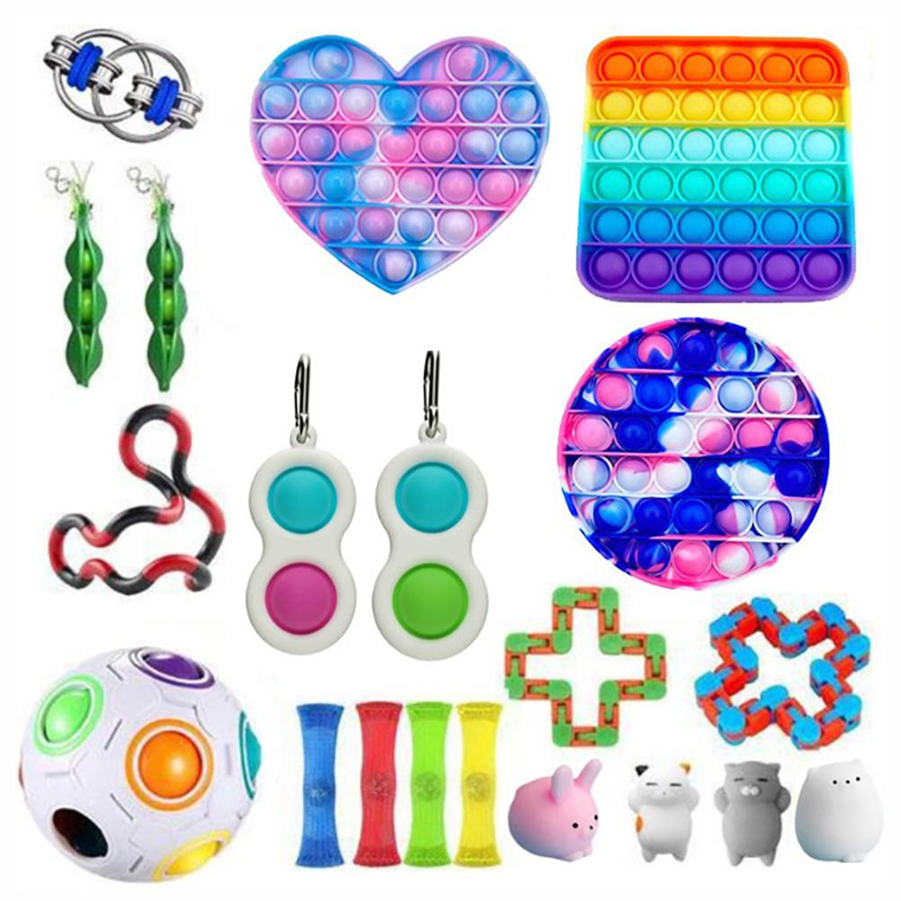 发泄减压玩具套装面条绳fidget cube减压编织网按摩圈SQUISHY