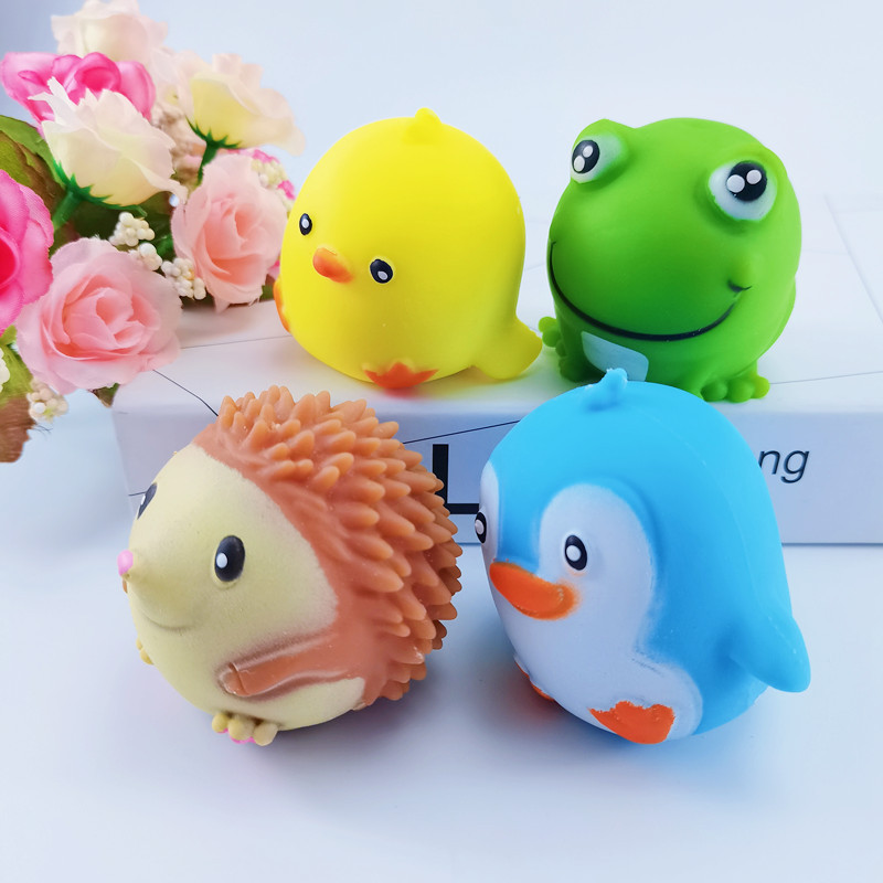呆萌可爱减压公仔捏捏乐刺猬挤压球企鹅解压动物小鸡青蛙整人玩具