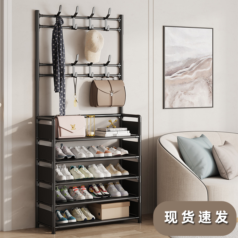 .功能鞋帽一体架简易门口家用鞋子衣帽收纳架宿舍防尘多层鞋架子