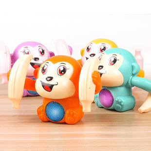 儿童电动声控翻滚猴子感应翻斗香蕉猴带声光翻跟头玩具声控感应