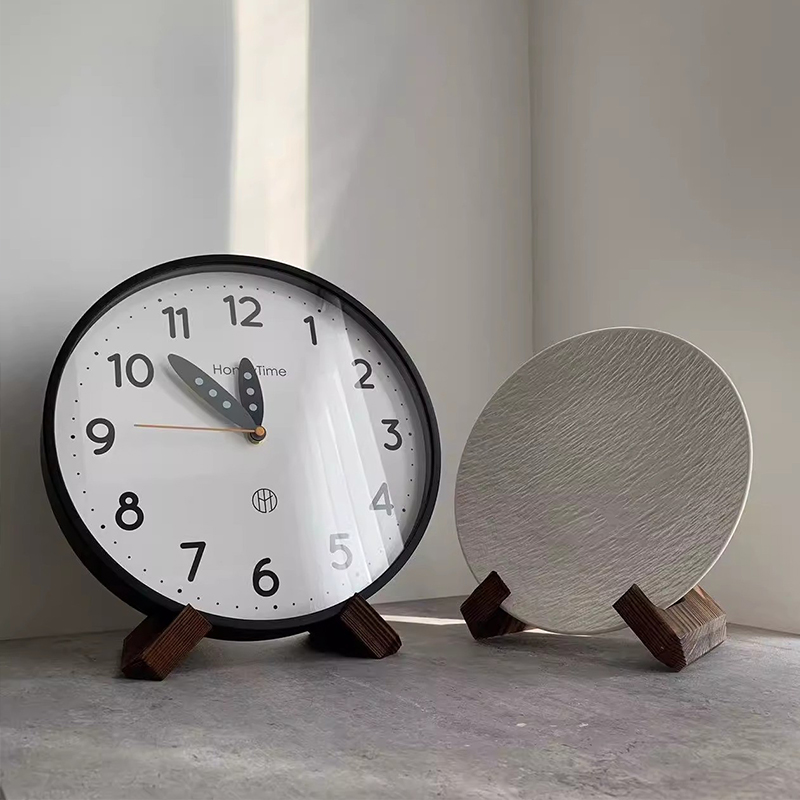 实木钟表支架盘子展示架桌面圆形挂钟书本画架赏盘托架时钟底座
