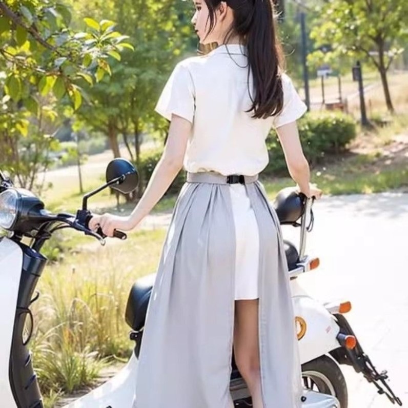 防晒半裙一片式腿部脚防晒电动车防走光神器半身裙冰丝围裙遮阳裙