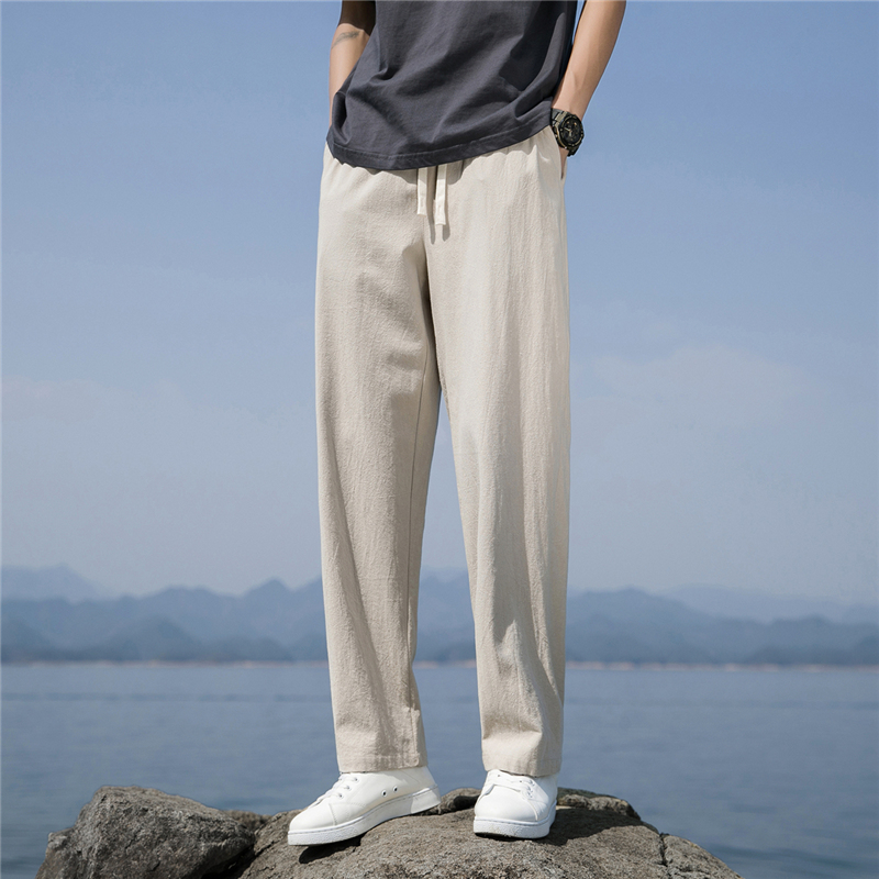 夏季裤子男100%纯棉吸湿排汗
