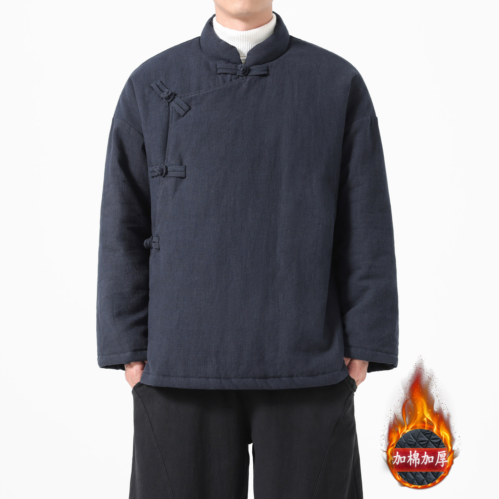 冬季加棉加厚中式唐装汉服男棉服外套传统斜襟保暖居士服茶服棉袄,男装,唐装,淘宝优惠券,粉丝福利购,淘宝优惠卷