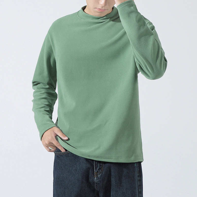 秋冬季纯色半高领长袖t恤男纯色套头衫纯棉韩版修身高街打底衫潮