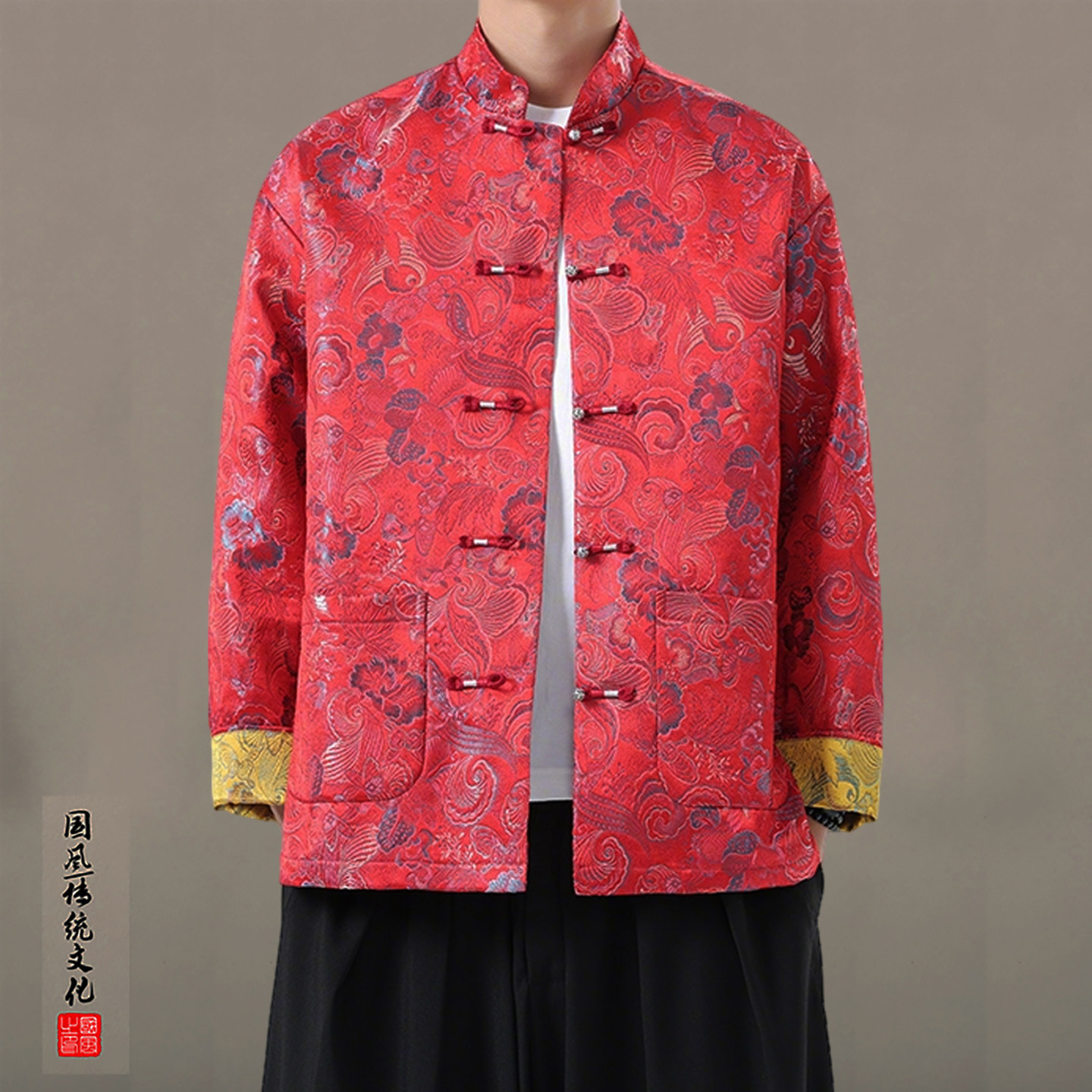 新中式男装夹克外套复古立领缎面中山装年会表演服唐装兄弟团结婚,男装,秀禾服,淘宝优惠券,粉丝福利购,淘宝优惠卷