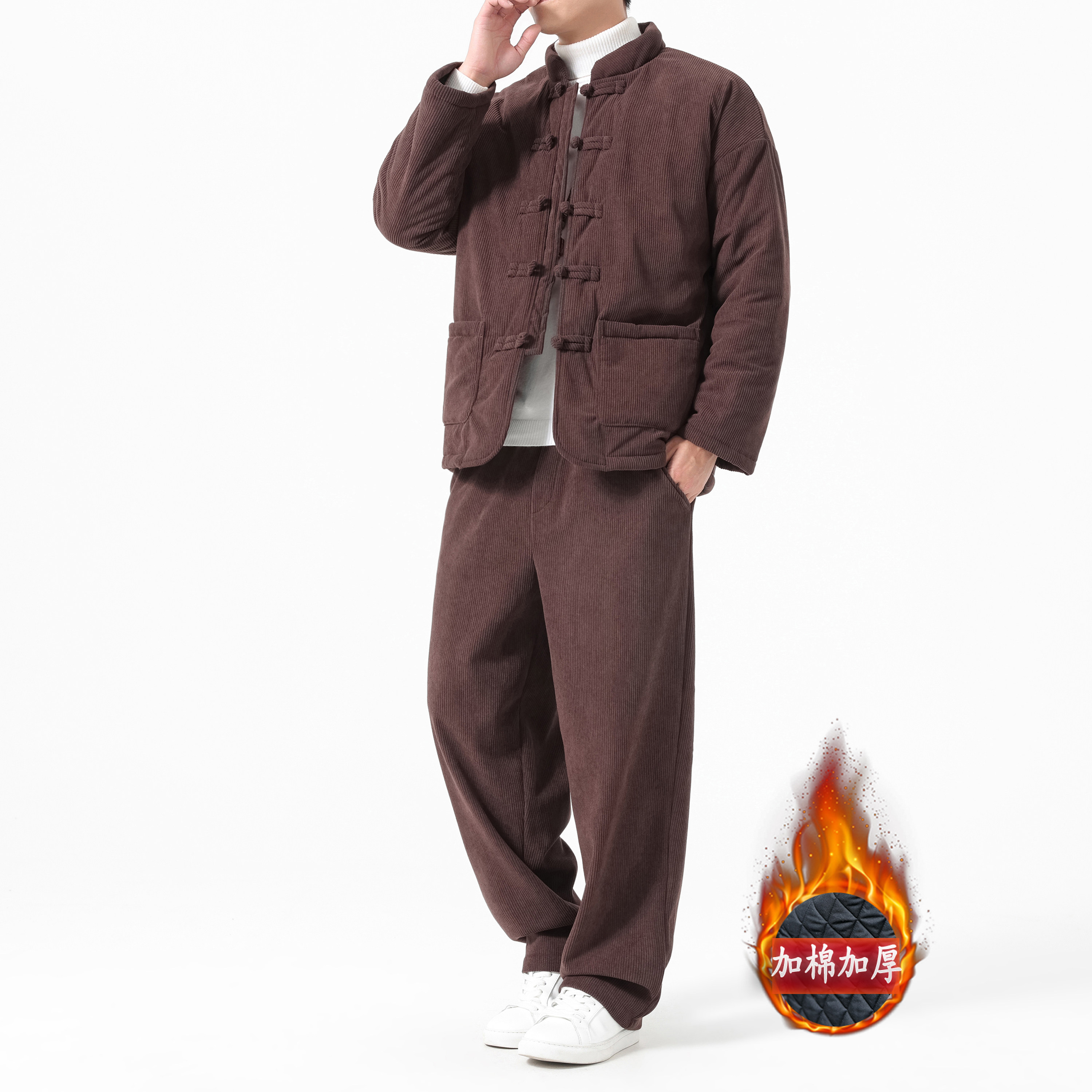 2025新款唐装男冬季加厚保暖棉服休闲套装中老年爸爸装中国风衣服,男装,唐装,淘宝优惠券,粉丝福利购,淘宝优惠卷