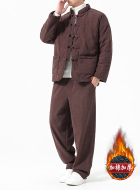 2025新款唐装男冬季加绒加厚棉服
