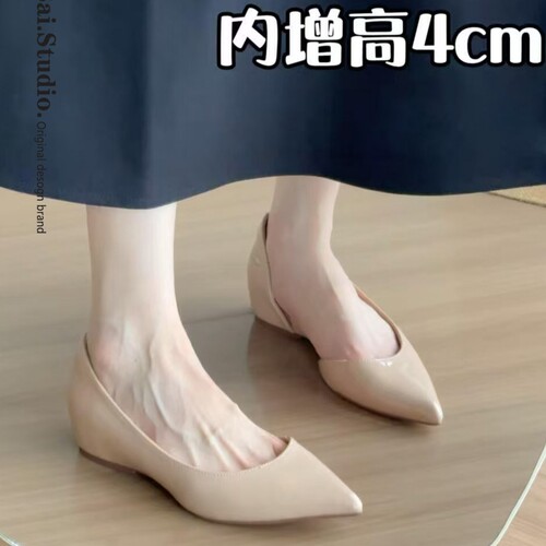 法式侧空裸色单鞋鞋气质女鞋