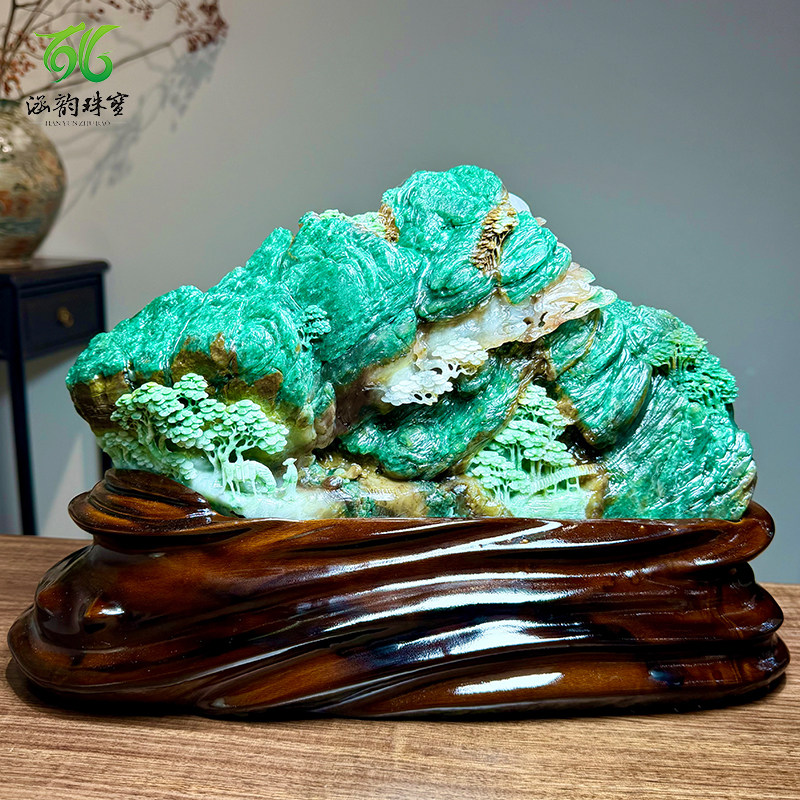 涵韵珠宝南阳独山玉摆件大师雕刻青山揽胜天然玉石高端家居礼品