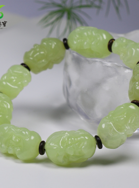 和田玉黄口料罗汉头手串