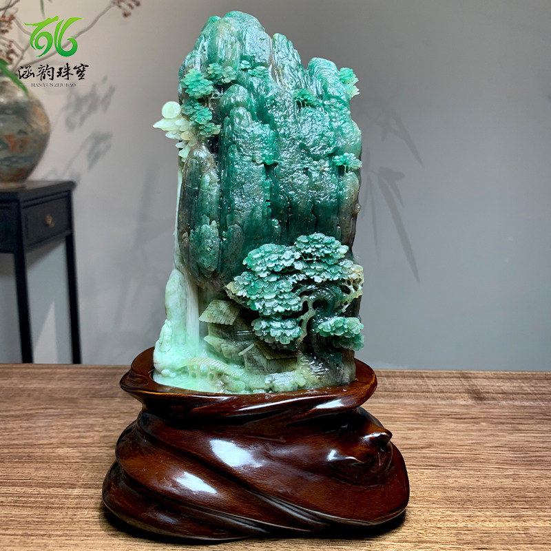 精品独山玉摆件大师作品高山流水天然玉石家居客厅礼品