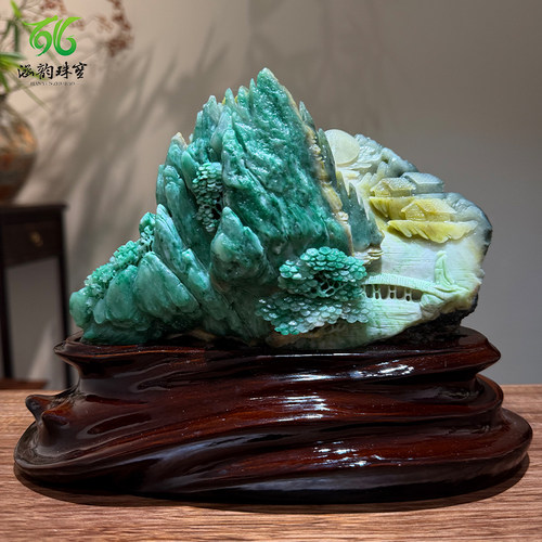 独山玉山水摆件蒸蒸日上送领导
