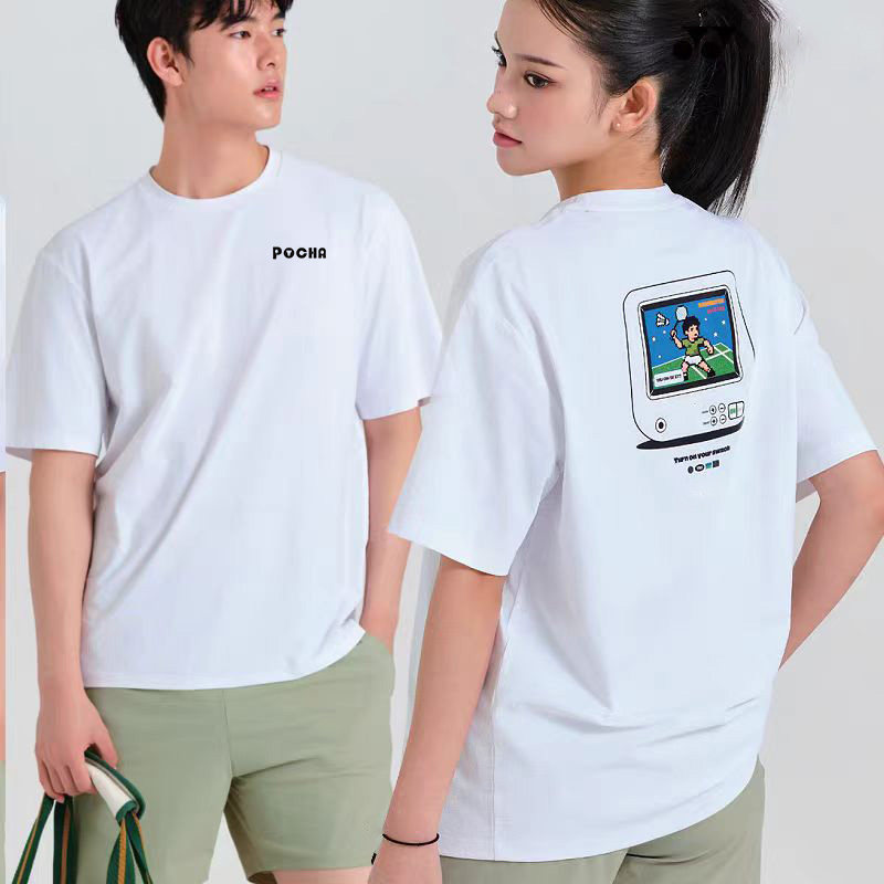 2026韩版羽毛球服短袖T恤男女文化衫球衣肌理棉感速干运动服灯泡