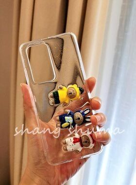 iphone16可爱立体小熊滴胶手机壳荣耀X100适用华为p40pro+闪粉软
