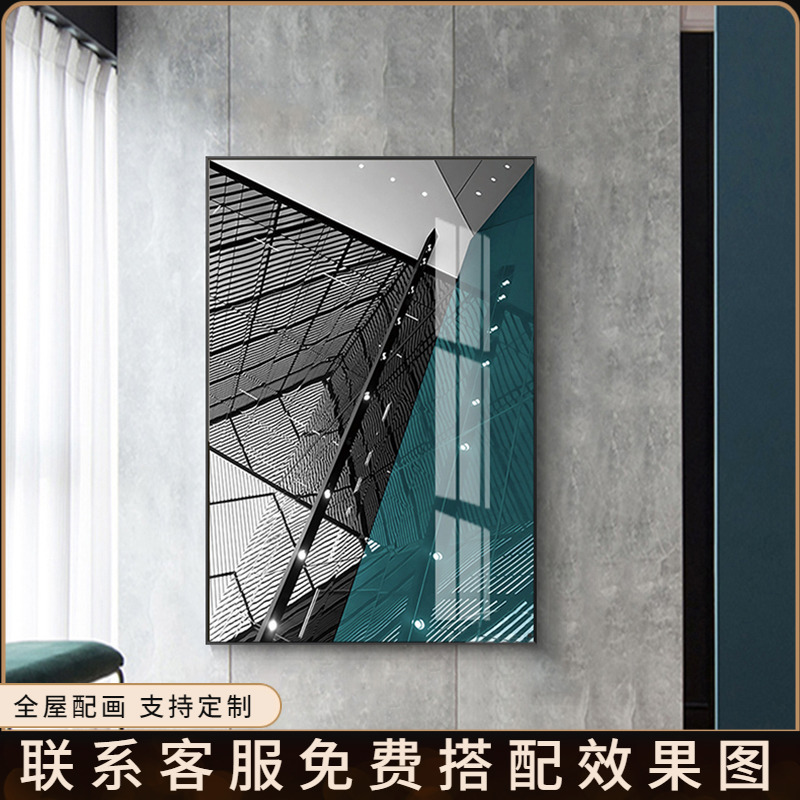 超大尺寸轻奢建筑装饰画客厅玄关背景墙挂画巨幅后现代别墅落地画图片
