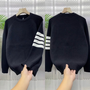 保暖羊毛衫 9001秋冬男士 加厚针织衫 长袖 黑色毛衣男上衣欧美风男装