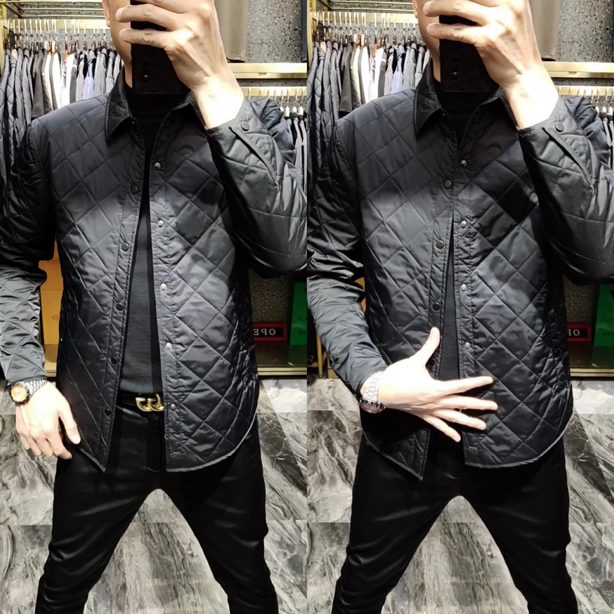 6601欧洲站秋季战马外套男士潮流休闲翻领薄棉服时尚百搭上衣褂子,男装,棉衣,淘宝优惠券,粉丝福利购,淘宝优惠卷